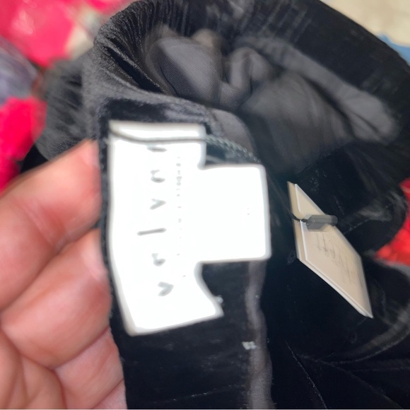 Wide leg Black velour pants Velvet by Graham & Spencer medium M new nwt elastic - Picture 6 of 7